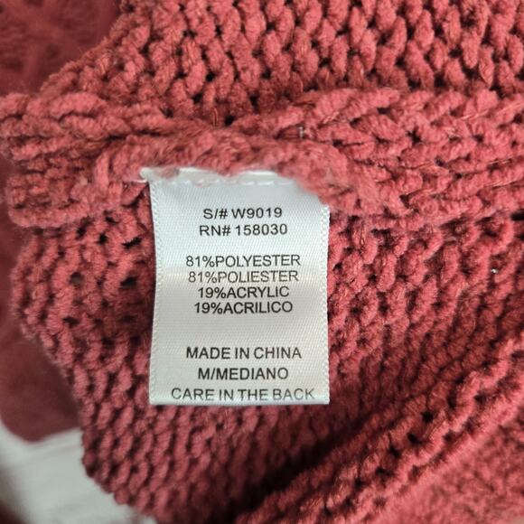 Love Tree Pink Chunky Cable Knit Sweater Sz M Fisherman Style Cozy Warm Gorpcore - Picture 5 of 9